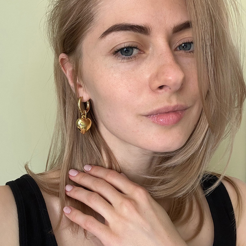 Uued roostevabast terasest rõngast südameripatsiga kõrvarõngad naistele Statement Solid Circel kullast hõbedast musta värvi kõrvarõngad ehted kingitus