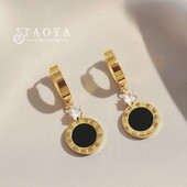 2023 Classic Nerūsējošā tērauda romiešu digitālie apaļie kulonu auskari korejiešu modes rotaslietas sieviešu temperamenta aksesuāri