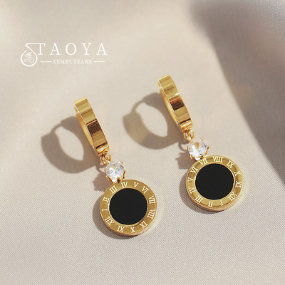 2023 Classic Nerūsējošā tērauda romiešu digitālie apaļie kulonu auskari korejiešu modes rotaslietas sieviešu temperamenta aksesuāri