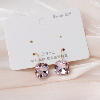 Μπλε κρυστάλλινα τετράγωνα κρεμαστά σκουλαρίκια για γυναίκες Γυαλιστερή μικρή γεωμετρική δήλωση Δώρο γενεθλίων κοσμήματα για κορίτσια μόδας Κορέας