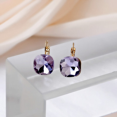 Cercei pătrați de cristal albastru pentru femei, strălucitori, mici, geometrici, moda coreeană, bijuterii pentru urechi, cadou de aniversare