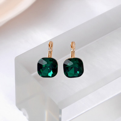 Cercei pătrați de cristal albastru pentru femei, strălucitori, mici, geometrici, moda coreeană, bijuterii pentru urechi, cadou de aniversare