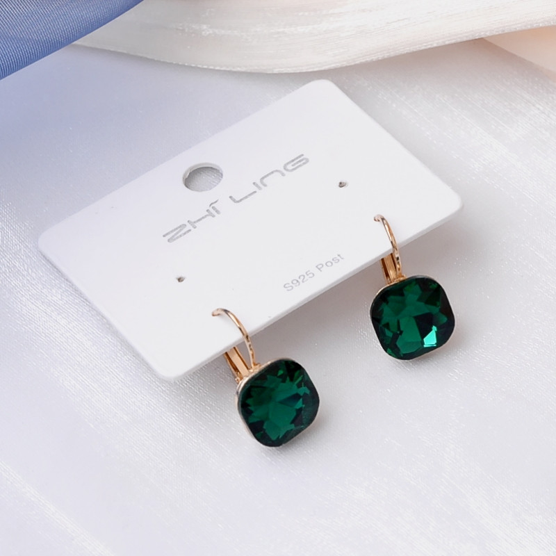 Cercei pătrați de cristal albastru pentru femei, strălucitori, mici, geometrici, moda coreeană, bijuterii pentru urechi, cadou de aniversare