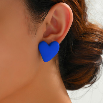 Koean Fashion Candy Color Acrylic Love Eardrop Опростен дизайн Геометрично сърце Парти бижута Обеци Бутони за уши Универсални шипове
