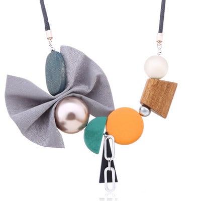 Kangast Bow Maxi Statement kaelakee naistele Köis kett Puithelmed Pärlid Ripatsid Kaelakeed Vintage käsitsi valmistatud moeehted