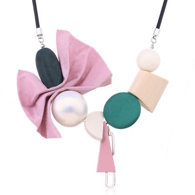 Kangast Bow Maxi Statement kaelakee naistele Köis kett Puithelmed Pärlid Ripatsid Kaelakeed Vintage käsitsi valmistatud moeehted