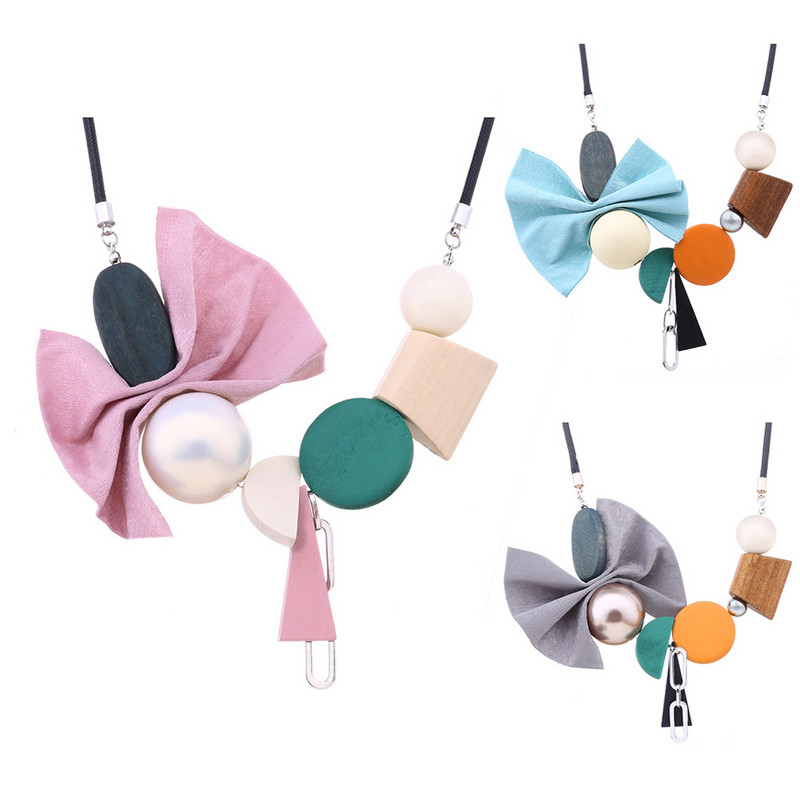 Kangast Bow Maxi Statement kaelakee naistele Köis kett Puithelmed Pärlid Ripatsid Kaelakeed Vintage käsitsi valmistatud moeehted