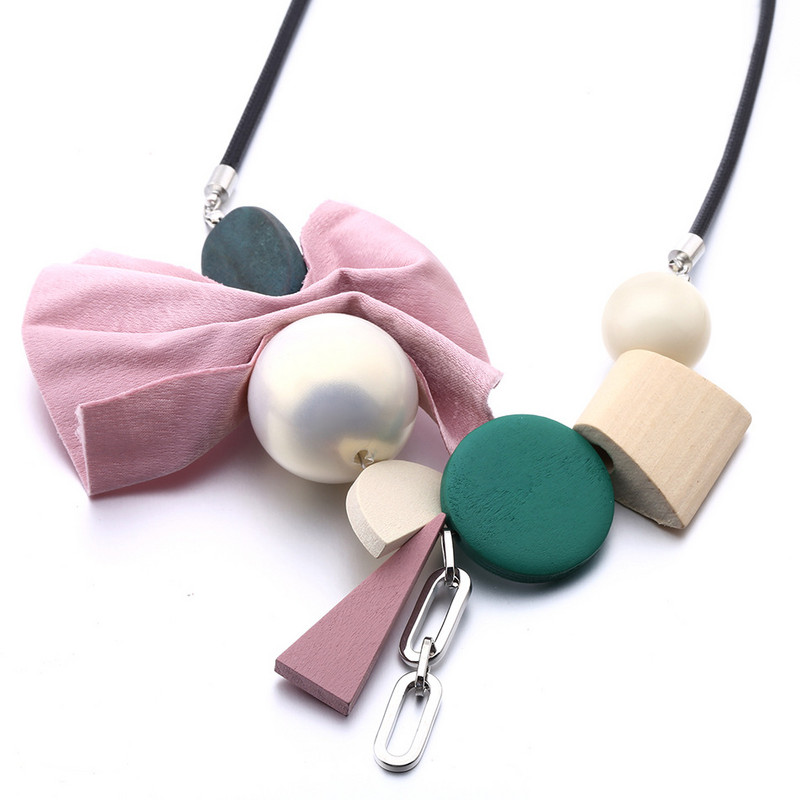 Kangast Bow Maxi Statement kaelakee naistele Köis kett Puithelmed Pärlid Ripatsid Kaelakeed Vintage käsitsi valmistatud moeehted