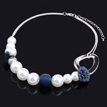 Κλασικά vintage μαργαριταρένια κολιέ Μενταγιόν για γυναίκες Λευκή αλυσίδα Cute Flower Statement Κολιέ Ins Νέο σχέδιο μόδας κοσμήματα