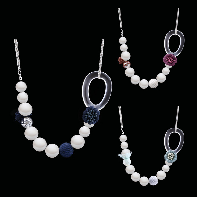 Klasične vintage biserne ogrlice, privjesci za žene, bijeli lanac, simpatična cvjetna ogrlica s modnim nakitom novog dizajna