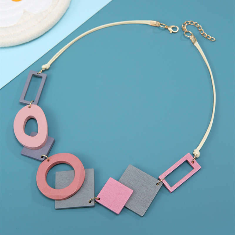 Γυναικεία δήλωση Σαλιάρα κολιέ Vintage γεωμετρικά ξύλινα κολιέ Μενταγιόν Γυναικεία διακόσμηση λαιμού Νέα μόδα κοσμήματα δώρα