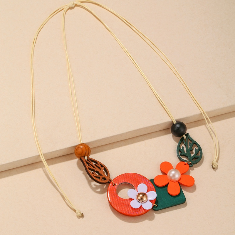 Γυναικεία δήλωση Σαλιάρα κολιέ Vintage γεωμετρικά ξύλινα κολιέ Μενταγιόν Γυναικεία διακόσμηση λαιμού Νέα μόδα κοσμήματα δώρα