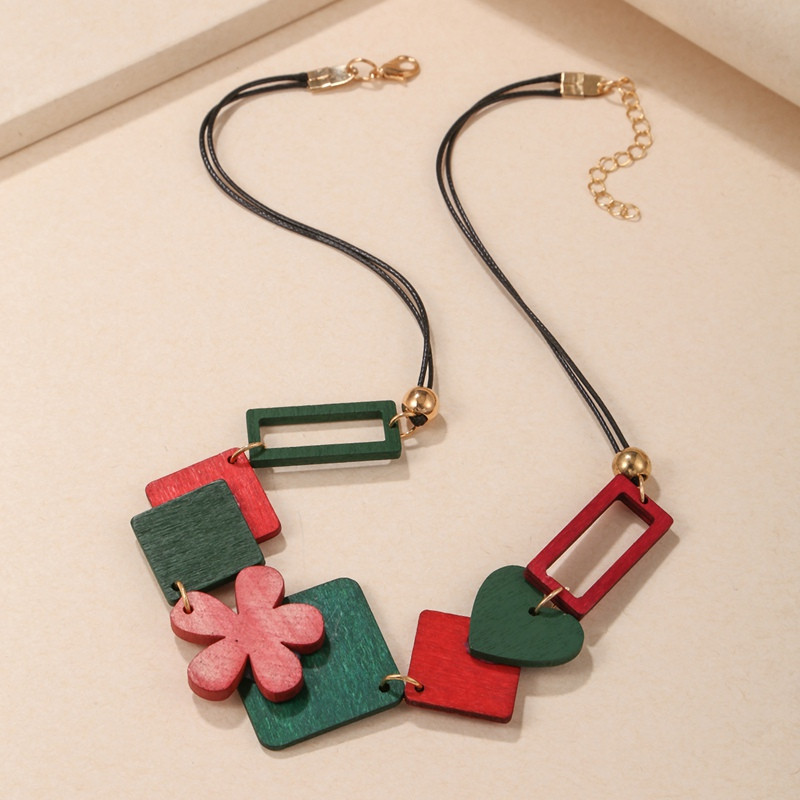 Γυναικεία δήλωση Σαλιάρα κολιέ Vintage γεωμετρικά ξύλινα κολιέ Μενταγιόν Γυναικεία διακόσμηση λαιμού Νέα μόδα κοσμήματα δώρα