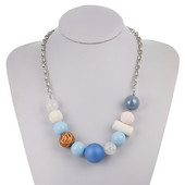 Sinise värvi akrüülhelmestega kaelakee naistele Vintage käsitsi valmistatud Statement puidust kaelakeed ripatsid uue disainiga moeehted