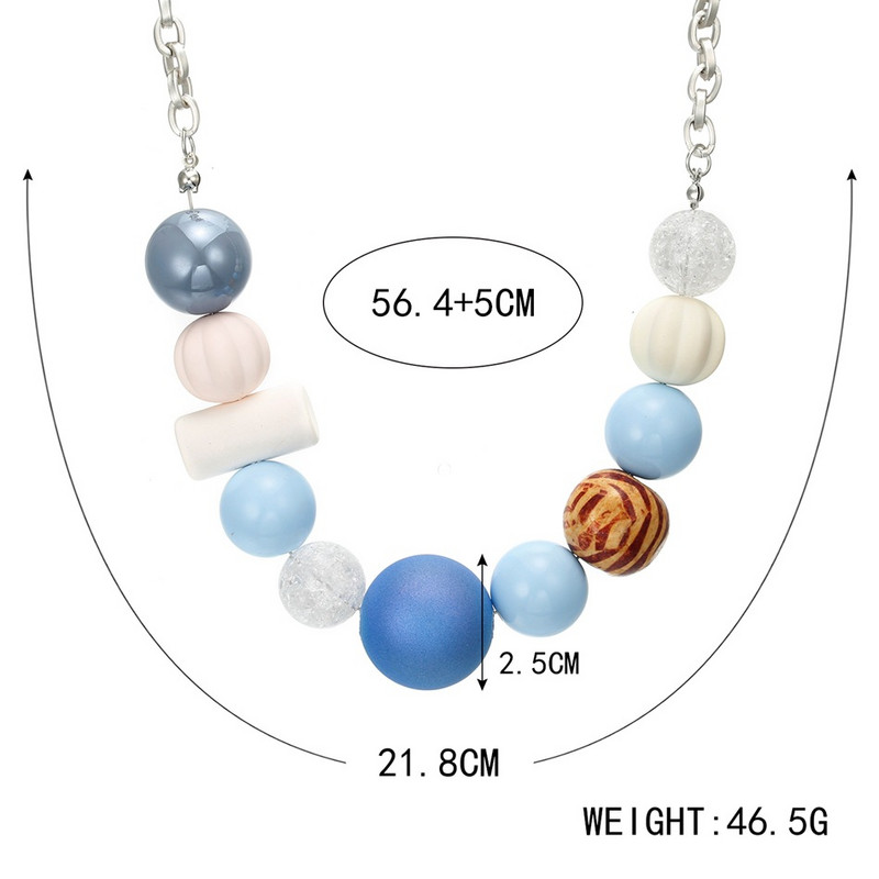 Sinise värvi akrüülhelmestega kaelakee naistele Vintage käsitsi valmistatud Statement puidust kaelakeed ripatsid uue disainiga moeehted