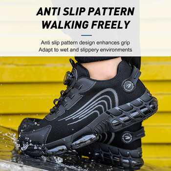 Мъжки работни маратонки Предпазни обувки с въртящ се бутон Неразрушими предпазни обувки, устойчиви на пробиване Противоударни ботуши Обувки със стоманени пръсти