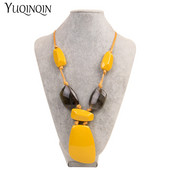 Etniskais šarms liela kulonu kaklarota akrila akmens pielāgotas garas kaklarotas sievietēm sveķu virves vintage kaklarota paziņojums