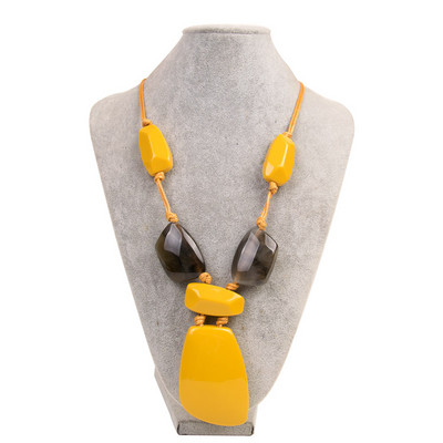 Etniskais šarms liela kulonu kaklarota akrila akmens pielāgotas garas kaklarotas sievietēm sveķu virves vintage kaklarota paziņojums