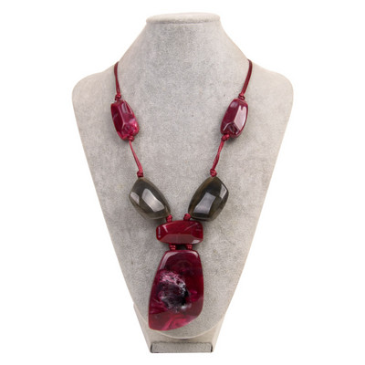 Etniskais šarms liela kulonu kaklarota akrila akmens pielāgotas garas kaklarotas sievietēm sveķu virves vintage kaklarota paziņojums