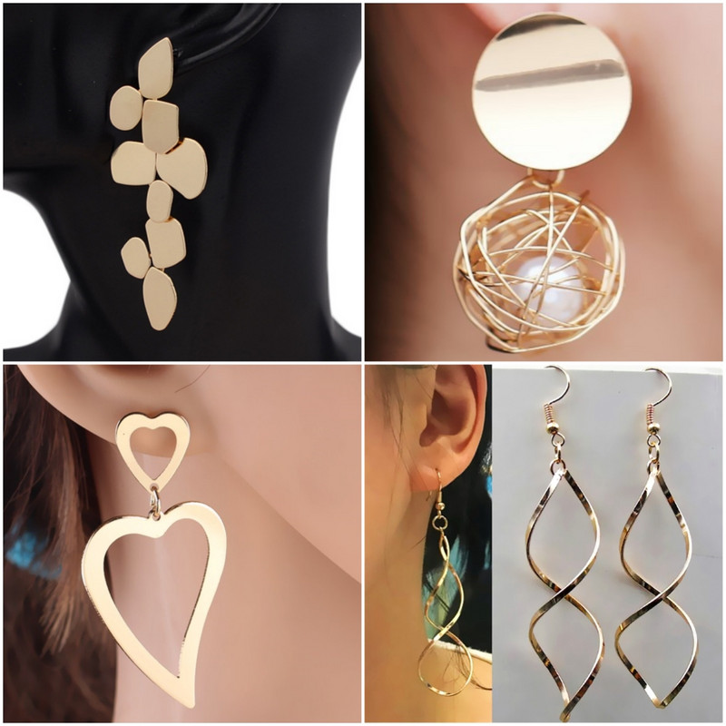 Retro Statement metāla garie auskari sievietēm Eiropas neregulāras ģeometrijas karājas auskari ballītes punk Twist rotaslietas dāvana