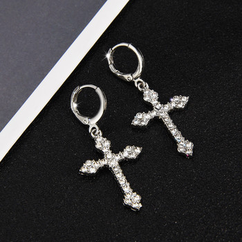 Κορεατικά σκουλαρίκια σταυρός από κρύσταλλο ζιργκόν Γυναικεία σκουλαρίκια για γοτθικό πανκ χιπ χοπ γυναικεία κοσμήματα για πάρτι