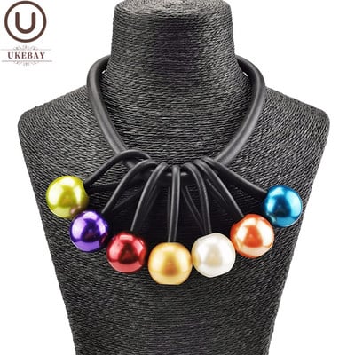 UKEBAY New Choker Kaklarotas Daudzkrāsains Pērļu Kaklarota Sievietēm Gumijas Rotaslietas Roku darbs Džemperis Ķēde Short Collar Kaklarotas ballīte