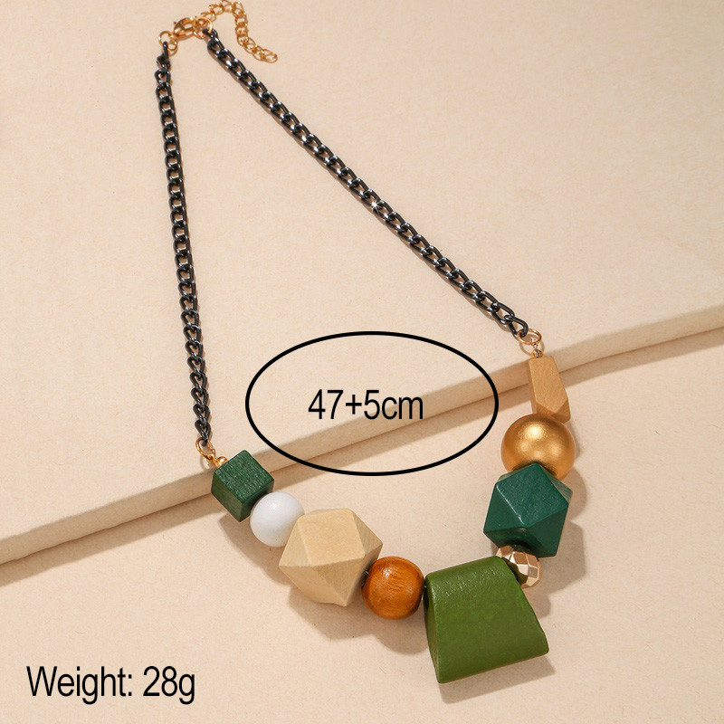 Vintage etniski ģeometriski mežains raksts ar krūšu kaklarotu sievietēm koka krelles kuloni kaklarotas sieviešu ballīšu apkakles modes rotaslietas