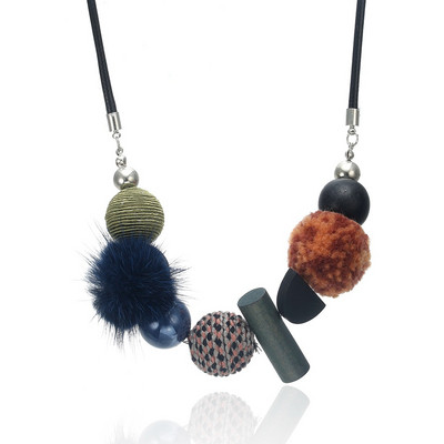 Vintage etniskā rokām darināta tumšas krāsas kaklarota sievietēm Statement Pompon Ball Maxi Kaklarotas Kuloni Jauna Dizaina Modes Rotaslietas