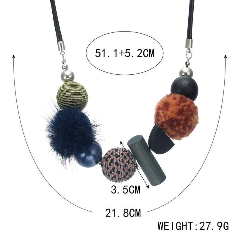 Vintage etniskā rokām darināta tumšas krāsas kaklarota sievietēm Statement Pompon Ball Maxi Kaklarotas Kuloni Jauna Dizaina Modes Rotaslietas