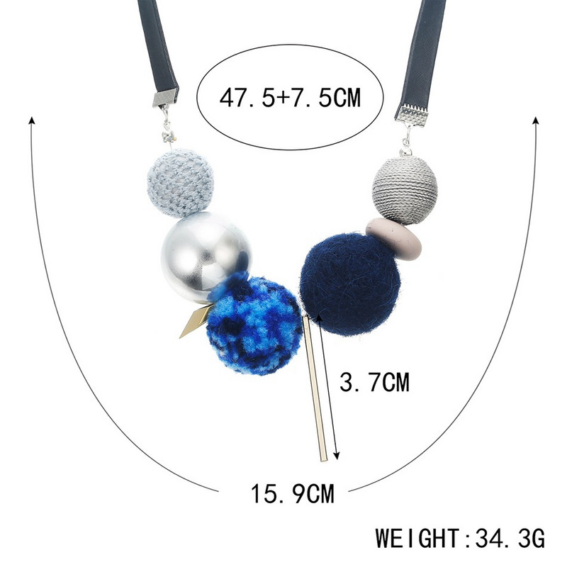 Vintage etniskā rokām darināta tumšas krāsas kaklarota sievietēm Statement Pompon Ball Maxi Kaklarotas Kuloni Jauna Dizaina Modes Rotaslietas