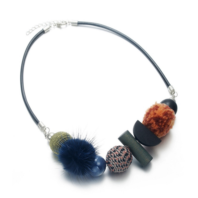 Vintage etniskā rokām darināta tumšas krāsas kaklarota sievietēm Statement Pompon Ball Maxi Kaklarotas Kuloni Jauna Dizaina Modes Rotaslietas