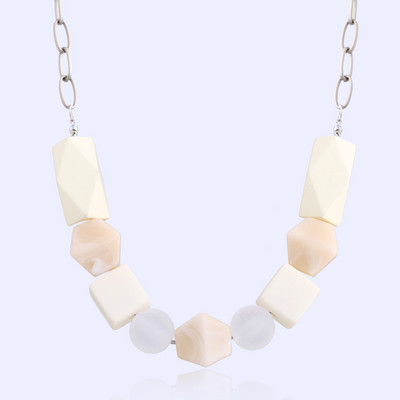 Sieviešu akrila krelles vintage kaklarotas paziņojums koka fāzēm ķēdes kaklarotas kuloni