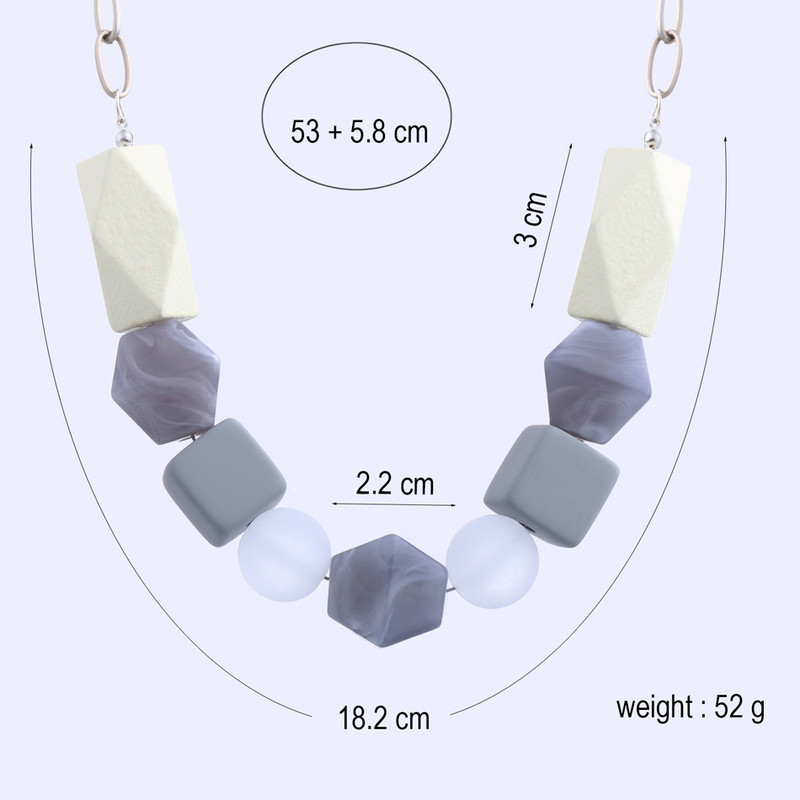 Sieviešu akrila krelles vintage kaklarotas paziņojums koka fāzēm ķēdes kaklarotas kuloni