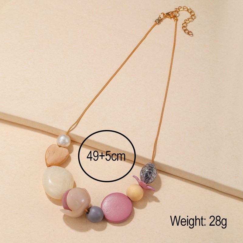 Korea vintage akrüülhelmed Lilled rinnatükk Kaelakeed Ripatsid Naiste süda Puidust helmestega kaelakee Tüdrukute riided Esteetilised ehted