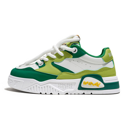 Jauni zaļi vīriešu modes skeitborda apavi Street Trend vīriešu čības, platforma Dizaineris, šņorējamas kedas Man zapatillas de hombre