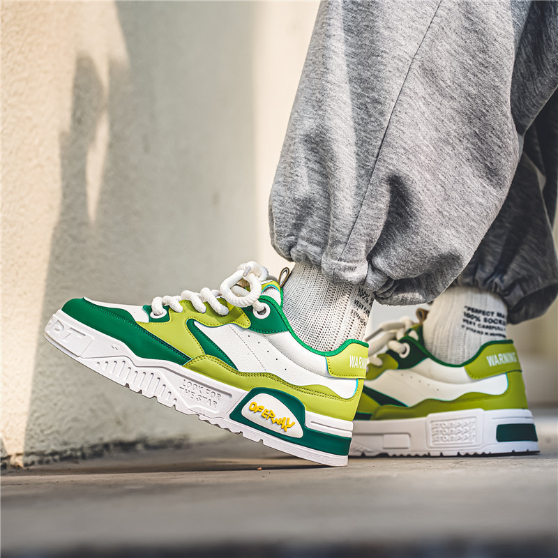 Jauni zaļi vīriešu modes skeitborda apavi Street Trend vīriešu čības, platforma Dizaineris, šņorējamas kedas Man zapatillas de hombre