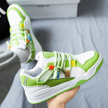 2023 Нови зелени ежедневни маратонки Мъжки дизайнерски обувки Кожени обувки за скейтборд Мъжки дишащи с платформа Маратонки кошници hommes