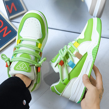 2023 Νέο Πράσινο Casual Sneaker Ανδρικά παπούτσια σχεδιαστών Δερμάτινα παπούτσια Skateboard Ανδρικά παπούτσια που αναπνέουν με πάνινα παπούτσια πλατφόρμας καλάθια hommes
