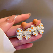 Korea stiilis polka täppidega rippuvad rippuvad kõrvarõngad naistele kivist imitatsiooniga pärlitega kõrvarõngad pulmapeo ehted aksessuaarid