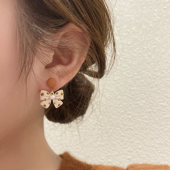 Γυναικεία σκουλαρίκια με παπιγιόν σε κορεατικό στυλ, απομίμηση μαργαριταριών, κοσμήματα για πάρτι
