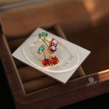 Χαριτωμένα κόκκινα σκουλαρίκια με φύλλα ζιργκόν με καρφιά γυναικεία κοσμήματα piercing για δώρα γάμου γενεθλίων για πάρτι κρυστάλλου κρυστάλλου