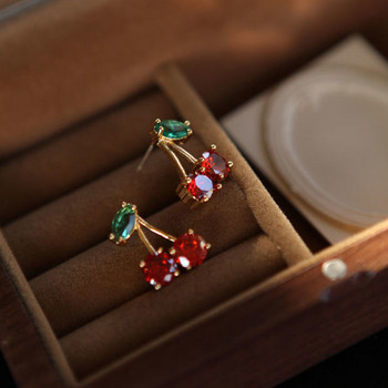 Χαριτωμένα κόκκινα σκουλαρίκια με φύλλα ζιργκόν με καρφιά γυναικεία κοσμήματα piercing για δώρα γάμου γενεθλίων για πάρτι κρυστάλλου κρυστάλλου