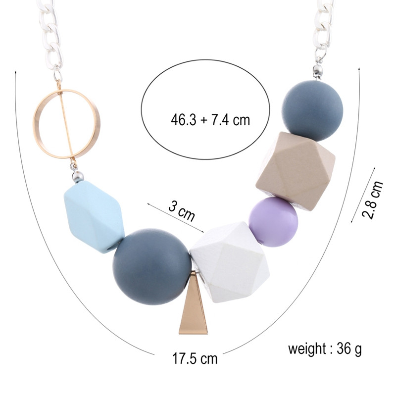 Višebojne geometrijske drvene perle, ogrlice, privjesci za žene, vintage ručno izrađena maksi ogrlica, novi dizajn, modni nakit