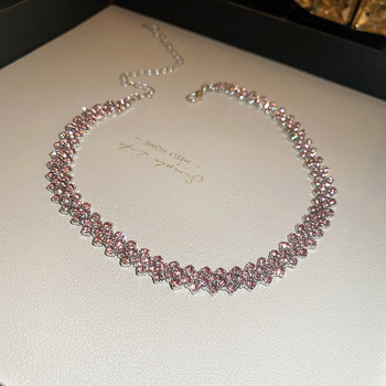 FYUAN Fashion Pink Purple Gold Χρώμα Rhinestone Choker Κολιέ για Γυναικείες Γεωμετρικά Κρυστάλλινα Κολιέ Κοσμήματα για πάρτι Γάμοι