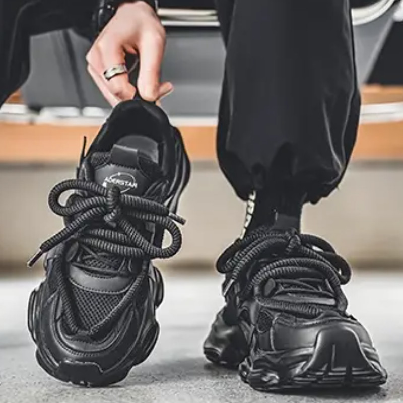 Vīriešu elpojošas sieta kedas, šņorējamas vienkrāsainas, apaļas, vulkanizētas galvas apavi korejiešu stila mīkstas zoles āra skriešanas apavi