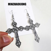 Crosses Dangle Auskari Sievietēm Estētiski Gothic Gothic Long Vintage Cross Drop Sieviešu rotaslietas Aksesuāri Liels Y2k Grunge