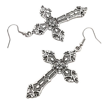 Кръстове Висящи обеци за жени Естетични готически готически дълги ретро кръстосани дамски бижута Аксесоари Големи Y2k гръндж