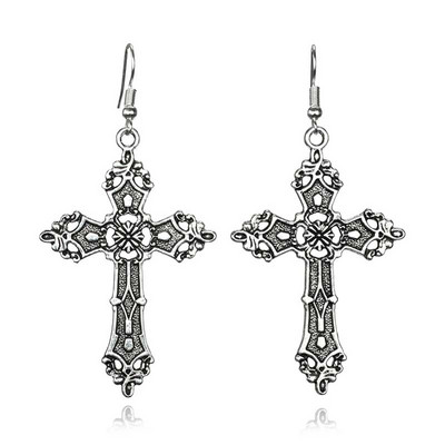 Crosses Dangle Auskari Sievietēm Estētiski Gothic Gothic Long Vintage Cross Drop Sieviešu rotaslietas Aksesuāri Liels Y2k Grunge
