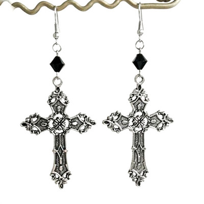 Crosses Dangle Auskari Sievietēm Estētiski Gothic Gothic Long Vintage Cross Drop Sieviešu rotaslietas Aksesuāri Liels Y2k Grunge