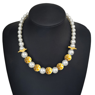 Klasiska korejiešu eleganta sieviešu pērļu kaklarota koka leoparda pleds krelles kaklarota vairumtirdzniecība kakla rotaslietas aksesuāri dāvanas